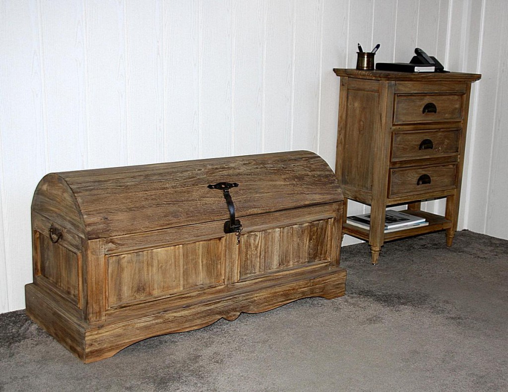 Massivholz Schubladenkommode Kommode Telefontisch Teak unbehandelt