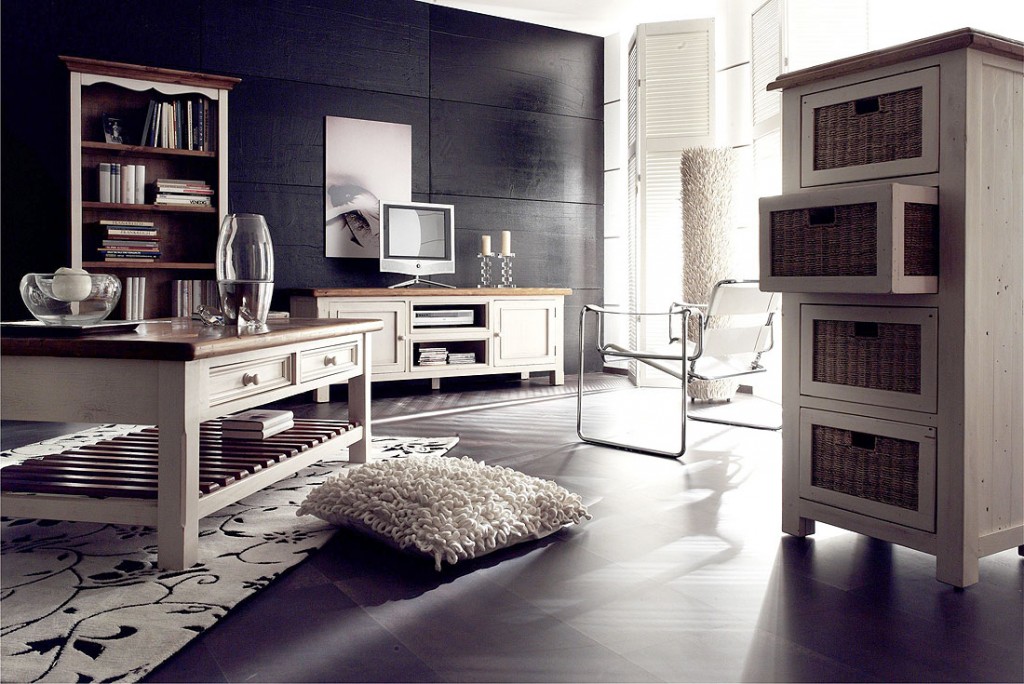 Massivholz Buffet Schrank Vitrine Vitrinenschrank Kiefer