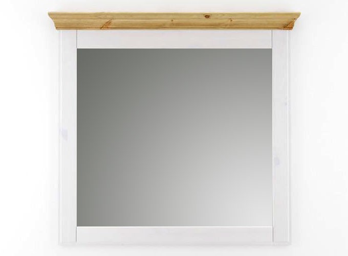 Massivholz Spiegel mit Rahmen Wandspiegel 100x100 Kiefer massiv weiß