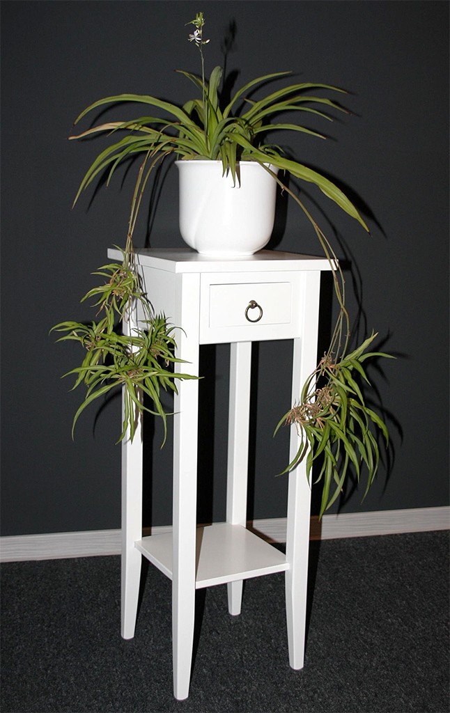Beistelltisch weiß Telefontisch Blumentisch Blumenhocker 80 - Holz massiv
